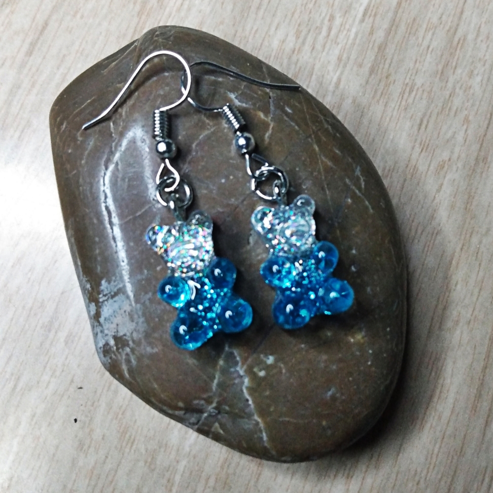 Gummy Bear Earrings - Blue / Silver